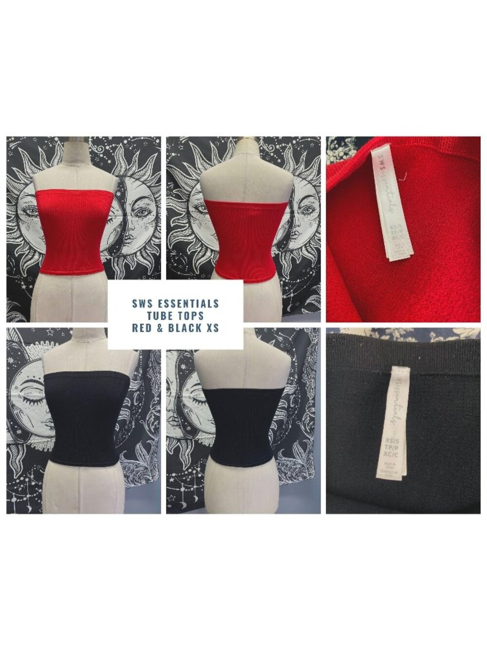 SWS Essentials tube tops RED & BLACK mix and match with everything XS